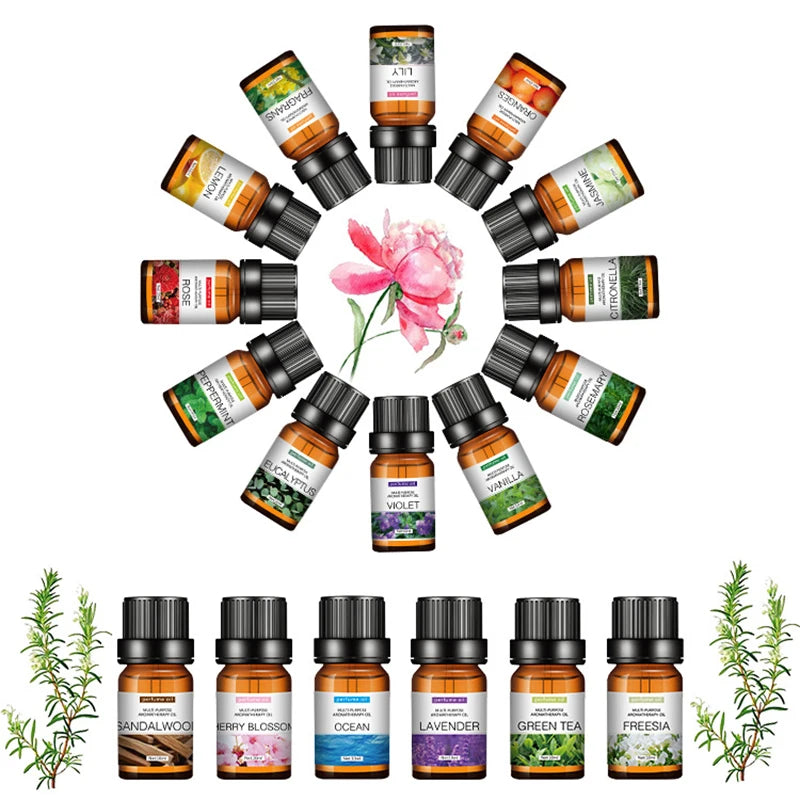 10Ml Incense Water Soluble Essential Oil Lavender Tea Tree Lemon Rose Ocean Scent Humidifiers Refreshing Relax Releasing Stress